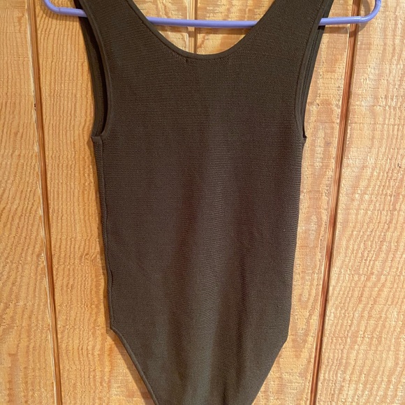 FOREVER 21 KAKI KNIT SLEEVELESS BODYSUIT - Picture 1 of 2
